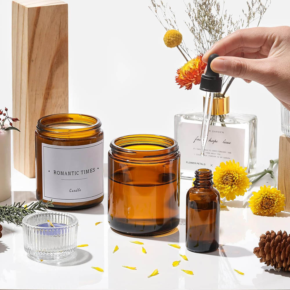 Стеклянные банки из янтарного  – обзор и цена Candle Making Jars With Lids